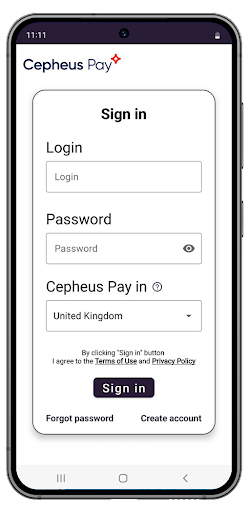 Android application Cepheus Pay screenshort