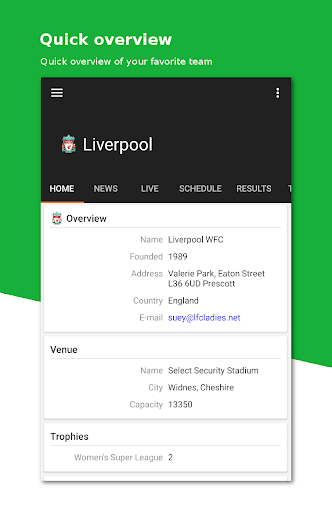 Android application Football News Women screenshort