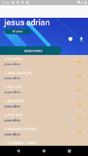 Android application All Jesus Adrian song lyrics screenshort
