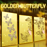 Golden dancing butterfly HD icon