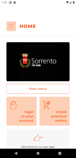 Android application Sorrento Restaurant screenshort