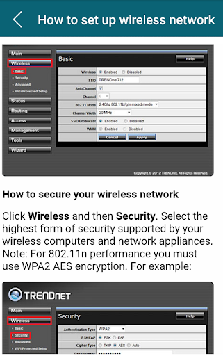 Android application Trendnet Wifi Router Guide screenshort