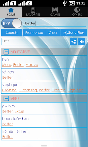 Android application English Vietnamese Dictionary screenshort