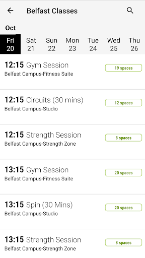 Android application Ulster University Sport screenshort