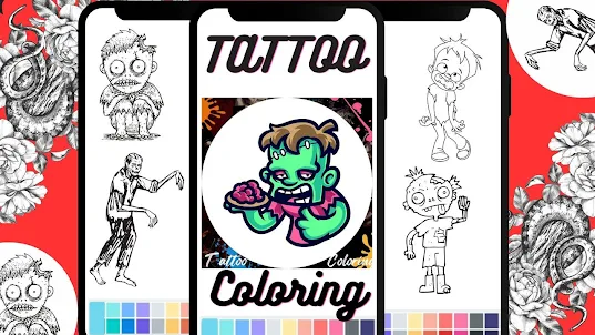 Tattoo Zombie Coloring Book