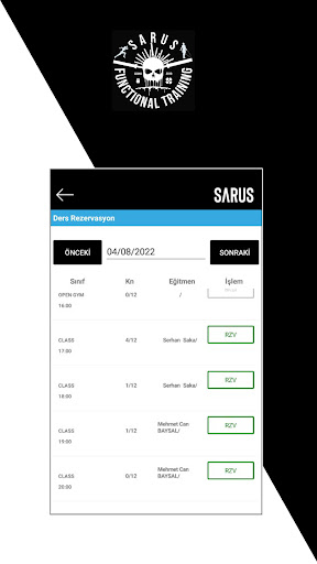 Sarus Training Screen 3