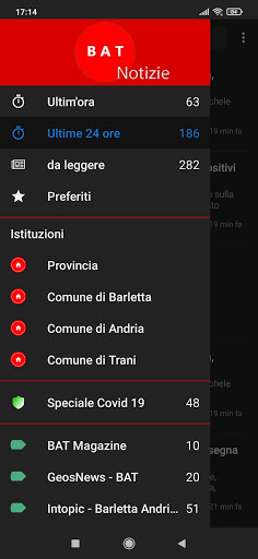 Android application BAT notizie screenshort