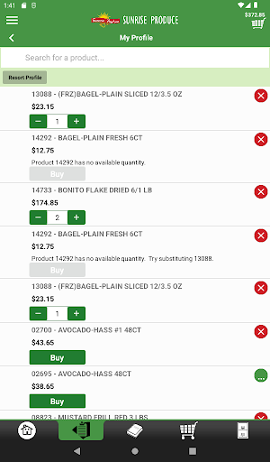 Sunrise Produce Checkout App Screenshot