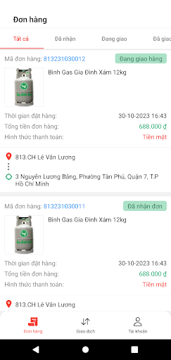 Android application Acom Giao Hàng screenshort
