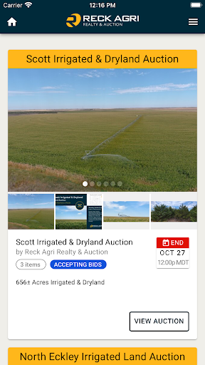 Android application Reck Agri Realty and Auction screenshort
