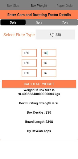 Corrugated Box Calculations Screen 2