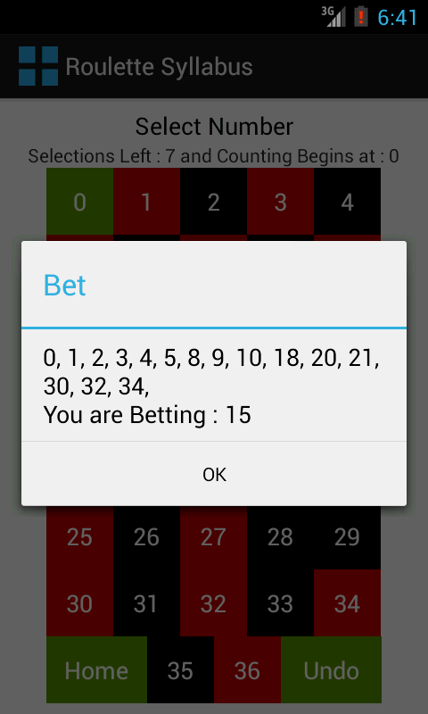 Android application Roulette Syllabus screenshort