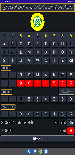 Numerological Calculator Screen 2