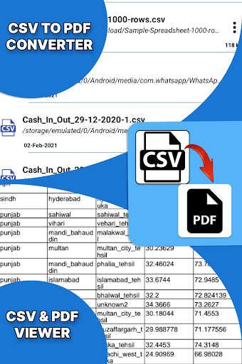 Android application Csv to Pdf Converter screenshort
