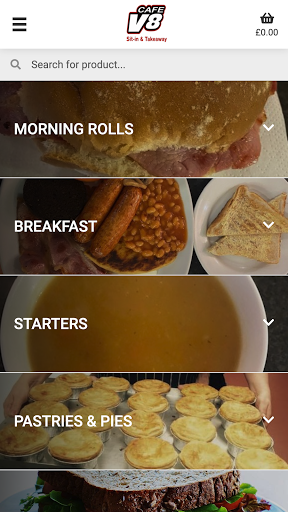 Android application Cafe V8 Online Ordering App screenshort