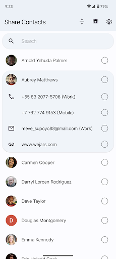 Android application Share Contacts: Text, VCF, CSV screenshort