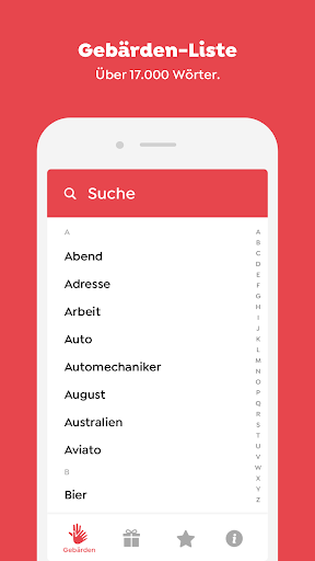 Android application Lina App für Gebärdensprache screenshort