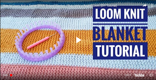 How to Loom Knit a Garter Stitch Striped Blanket / Rug using a Round Loom  (DIY Tutorial) 