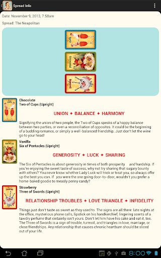 Screenshot of Housewives Tarot