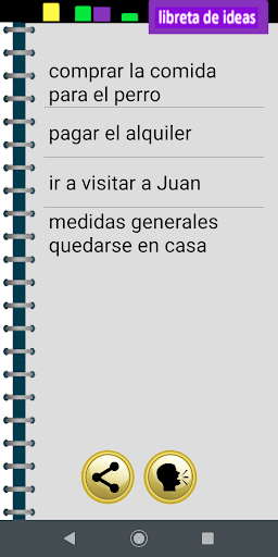 Android application libreta de ideas screenshort