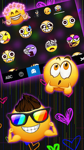 Doodle Neon Hearts Keyboard Th Screen 3