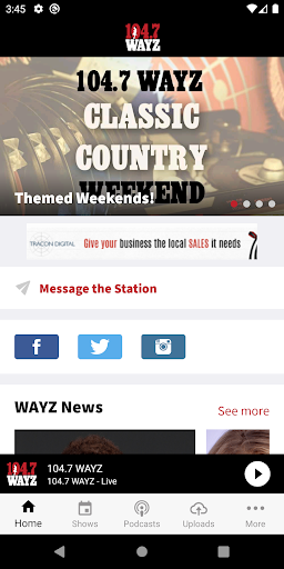 Android application 104.7 WAYZ screenshort
