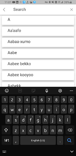 Kafinoonoo Dictionary Screen 3