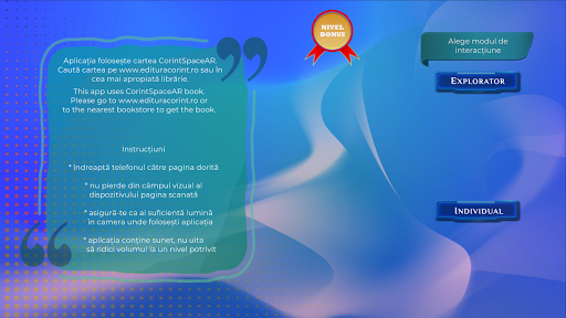 Android application CorintSpaceAR screenshort
