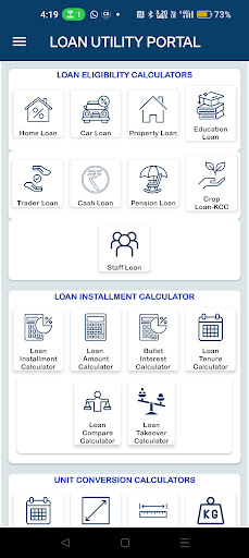 Android application LOAN UTILITY PORTAL screenshort