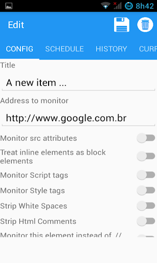 Android application WD Web Change Detection screenshort