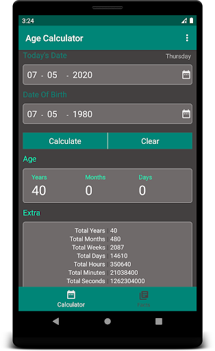 Android application Age Calculator screenshort
