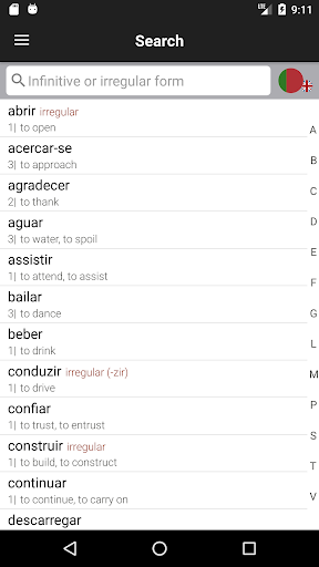 Android application Portuguese Verbs & Forms screenshort