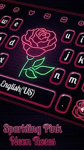 Sparkling Pink Neon Roses Keyb