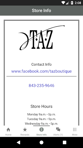 TAZ Boutique Rewards Screen 3