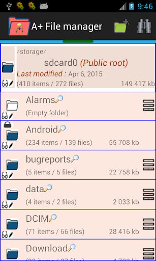 Android application A+ File manager screenshort