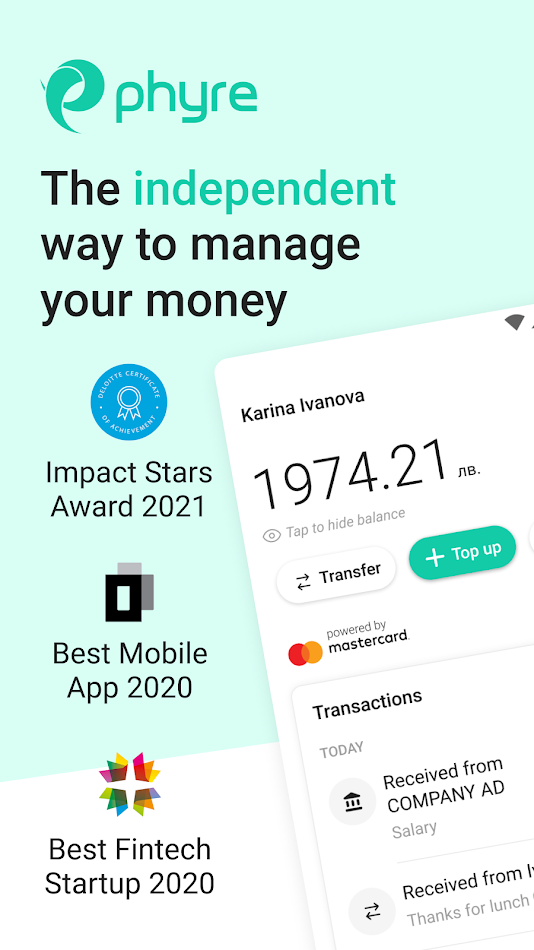 #1. phyre digital wallet (Android) Göre: Phyre
