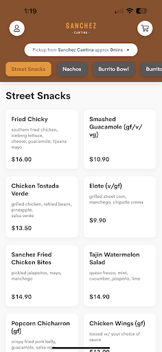 Android application Sanchez Cantina screenshort