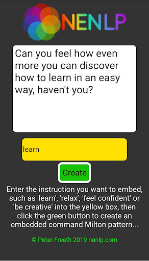 Android application NLP Milton Model Generator screenshort