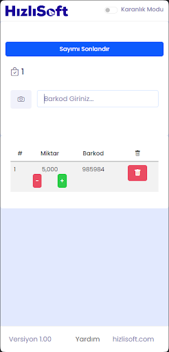 HızlıSoft Sayım Screen 2