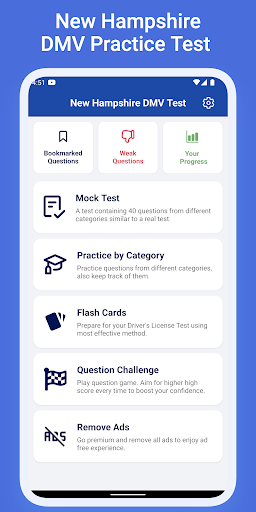 Android application NH Driving Permit Test Prep screenshort
