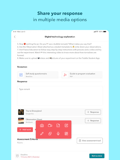 Screenshot of Toddle Student