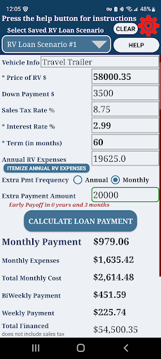 RV Loan Payment Calculator Pro Screen 3