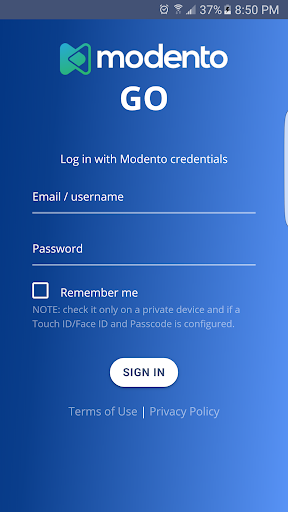 Android application Modento Go screenshort