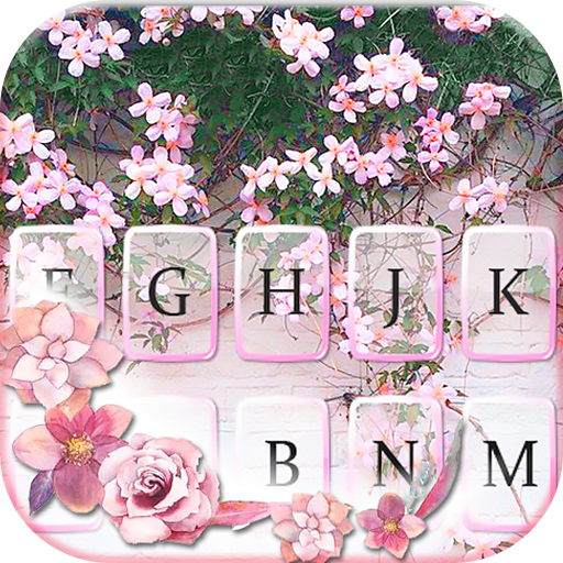 Pink Floral Wall Keyboard Them logo