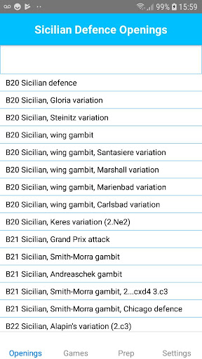 Android application Chess - Sicilian Defence Openi screenshort