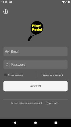 Android application Play! Padel screenshort