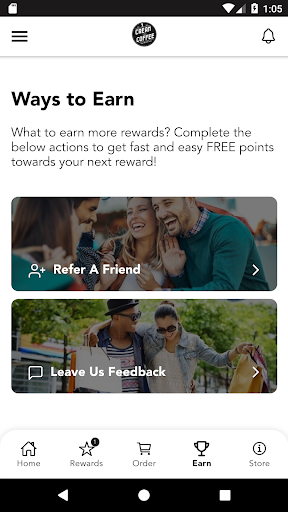 Android application Cream and Coffee Rewards screenshort