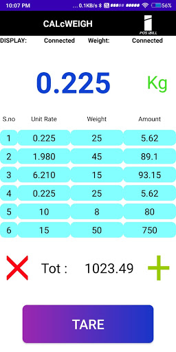 CALcWEIGH Screen 3