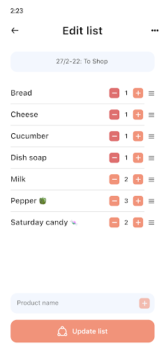 Smart Shopping Lists Screen 2
