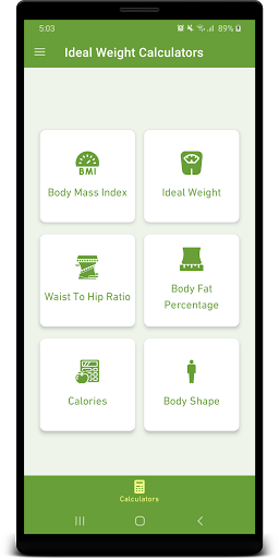 Android application Ideal Weight Calculators screenshort
